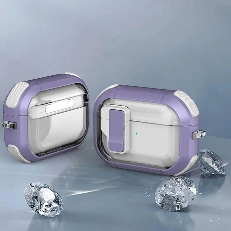 Футляр протиударний Locking Button для навушників Airpods Pro 3 – Light Purple. Фото 4 з 6