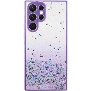 Чохол з блискітками та захистом камери на Samsung Galaxy S22 Ultra — Бузковий