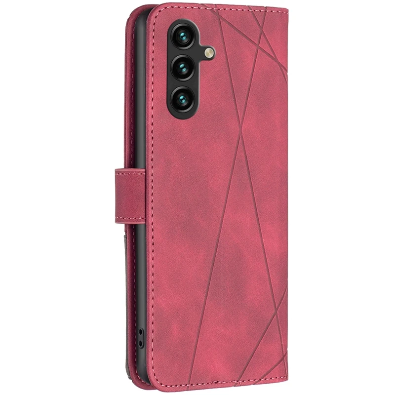 Шкіряний чохол-книжка Geometric Pattern для Samsung Galaxy A56 5G – Red. Фото 2 з 4