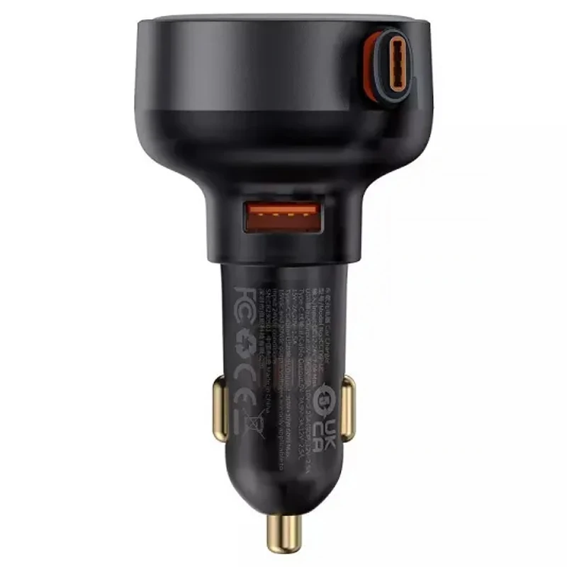 АЗП Baseus Enjoyment Pro PD60W+QC3.0 with retractable cable (1USB-A/1C) (C000578) – Cluster Black. Фото 5 з 6