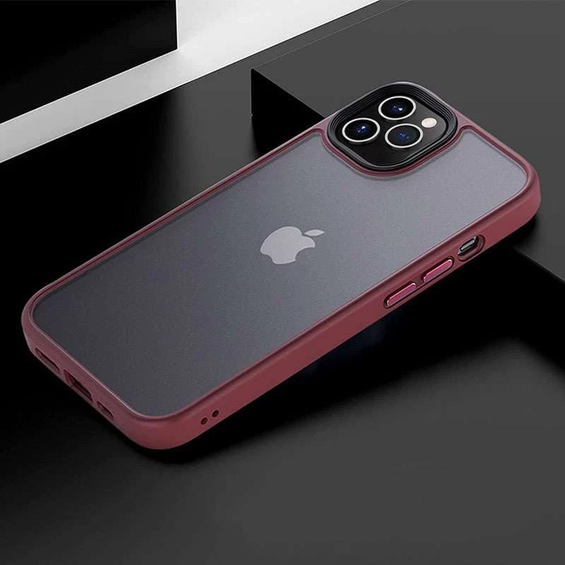 TPU+PC с металлическими кнопками для Apple iPhone 12 Pro (6.1") – Бордовый. Фото 2 из 2