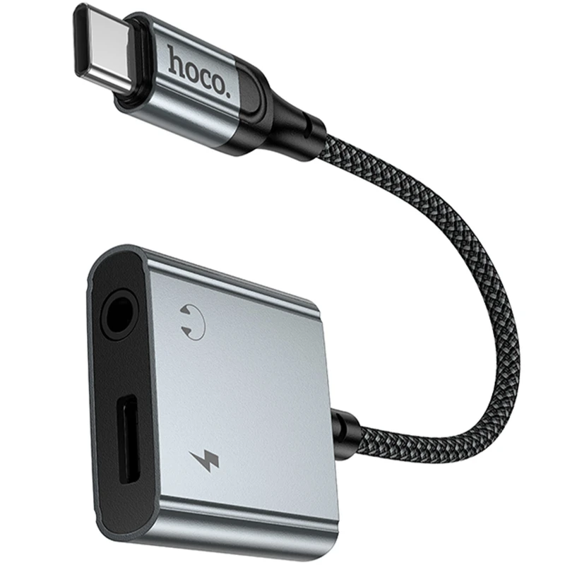 Переходник Hoco UPA34 Type-C to Type-C + 3.5mm – Metal gray. Фото 3 из 6