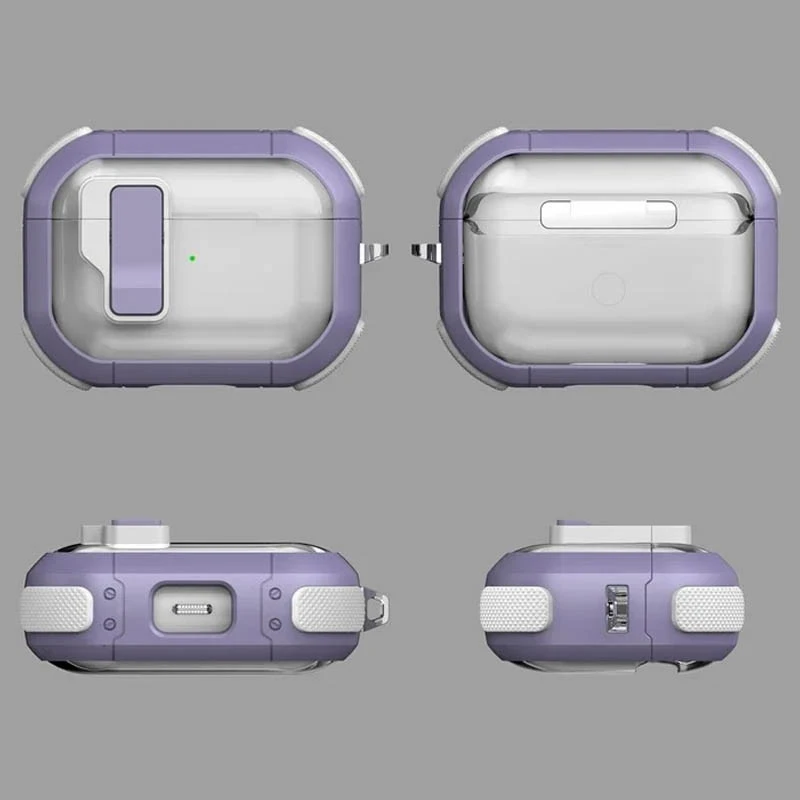 Футляр протиударний Locking Button для навушників Airpods Pro 3 – Light Purple. Фото 3 з 6