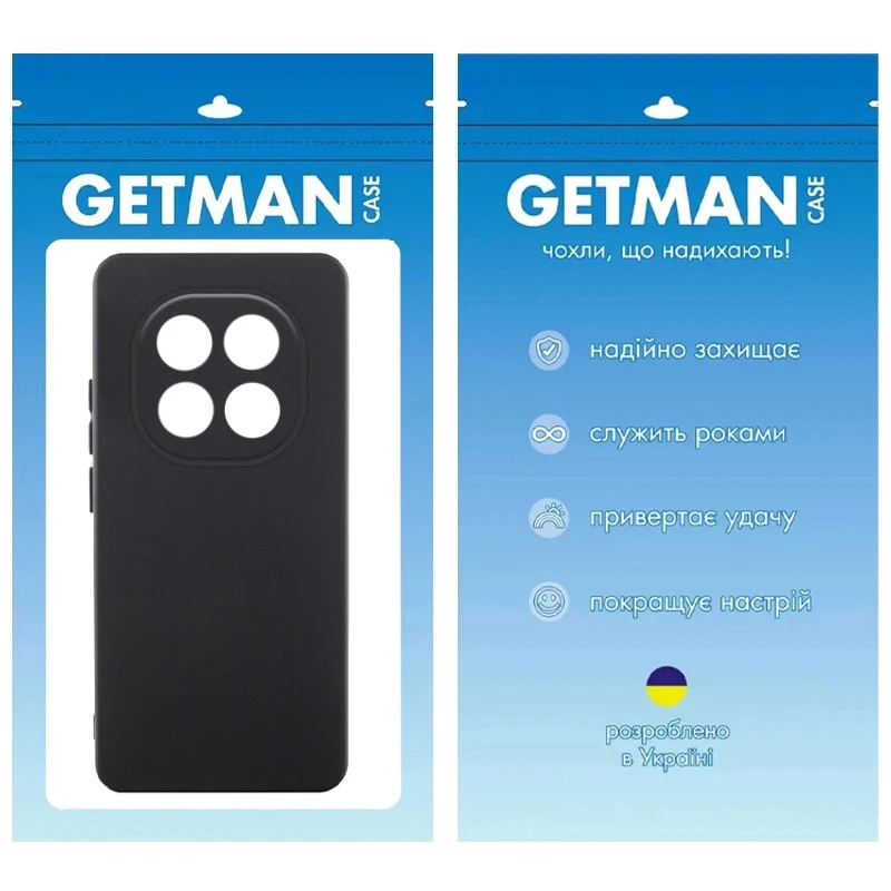 Кольоровий силіконовий чохол GETMAN із закритою камерою для Xiaomi Redmi Note 15 Pro+ 5G – Чорний / Black. Фото 2 з 3