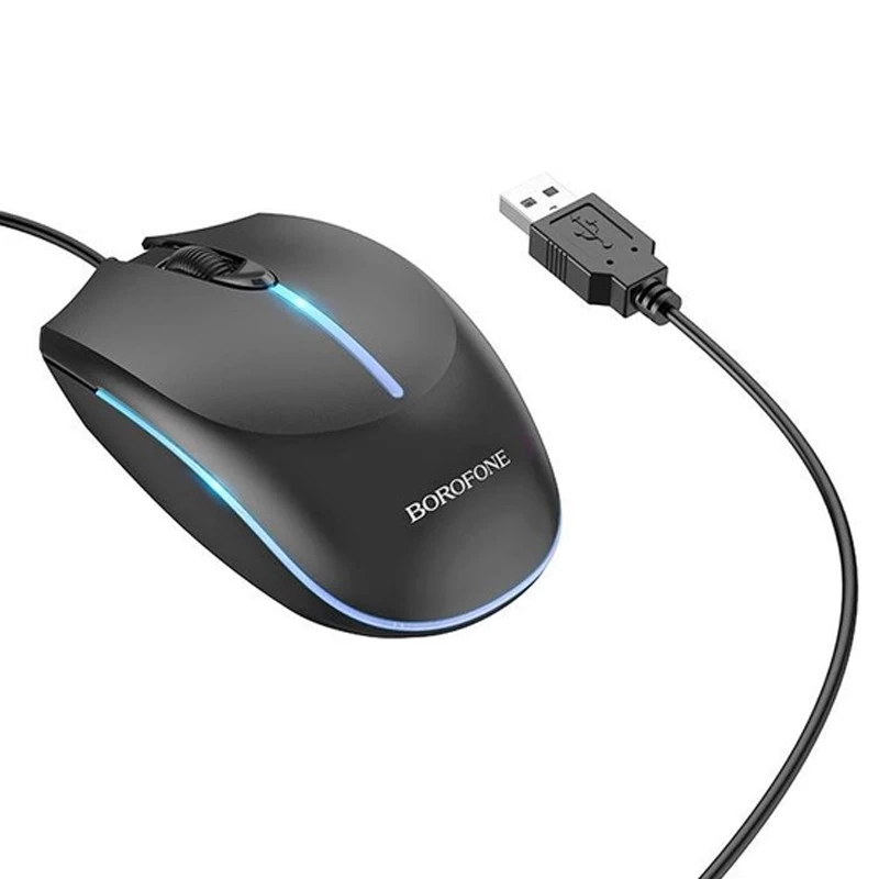 Мышь BOROFONE BG10 Soaring game luminous wired – Black. Фото 2 из 8