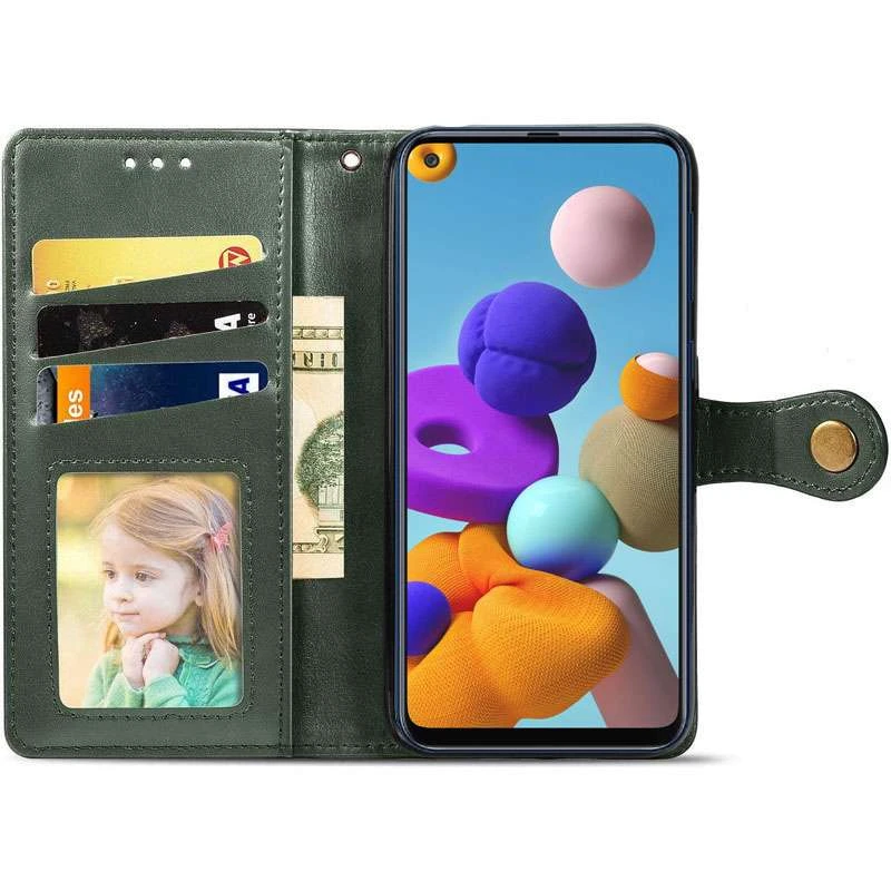 Чехол-книжка GETMAN Gallant  для Samsung Galaxy A21s – Зеленый. Фото 3 из 4