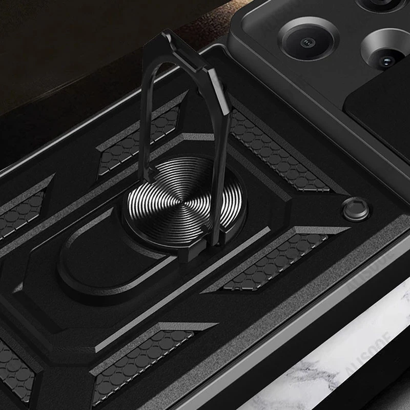 Ударопрочный чехол Serge Ring с защитой камеры для Xiaomi Redmi Note 13 Pro+ – Черный. Фото 3 из 5