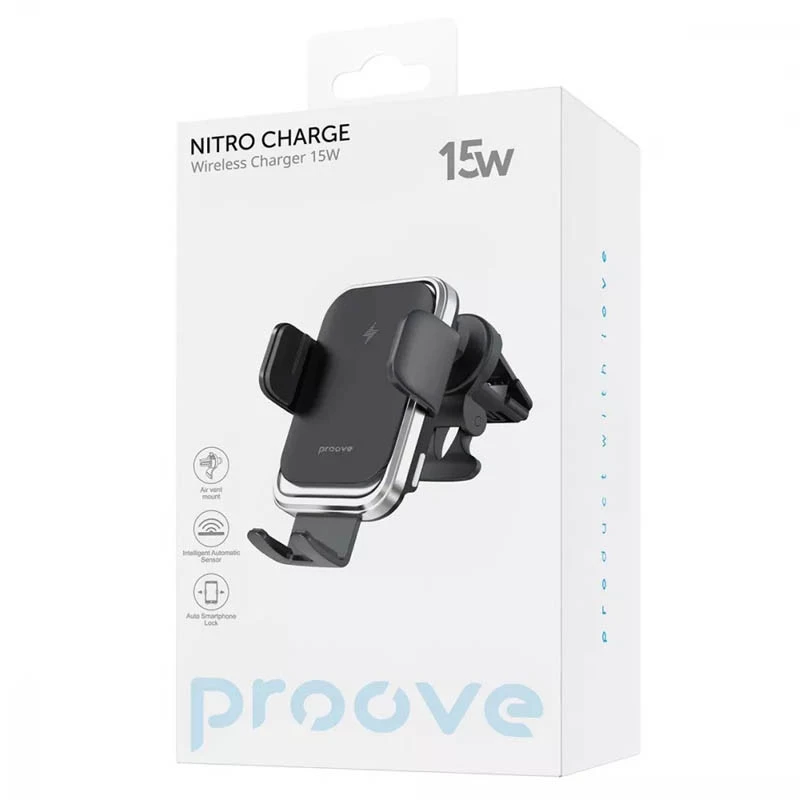 Автотримач з БЗП Proove Nitro Charge 15W – Black. Фото 3 з 3