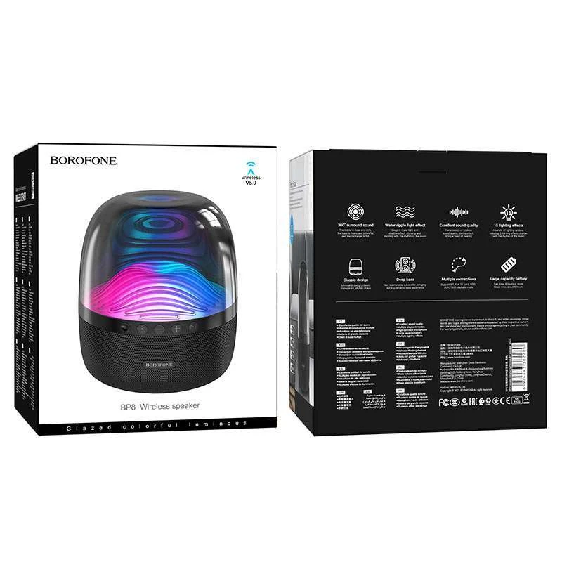 Bluetooth-колонка Borofone BP8 Glazed colorful luminous – Чорний. Фото 6 з 8