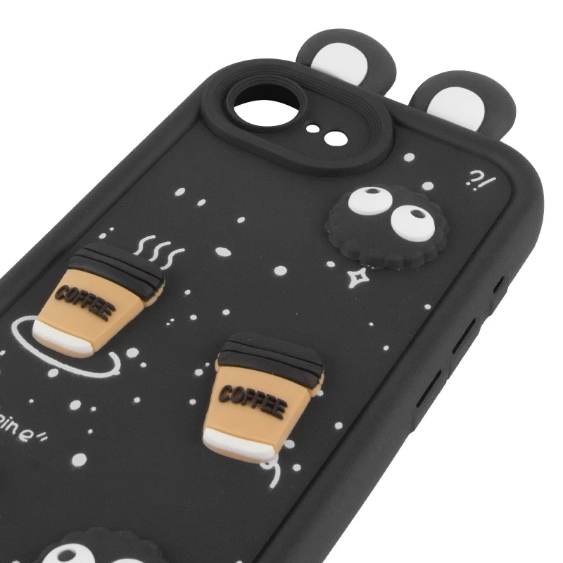Силіконовий чохол Funny Toys with Ears для Apple iPhone 17e (6.1") – Black. Фото 7 з 8