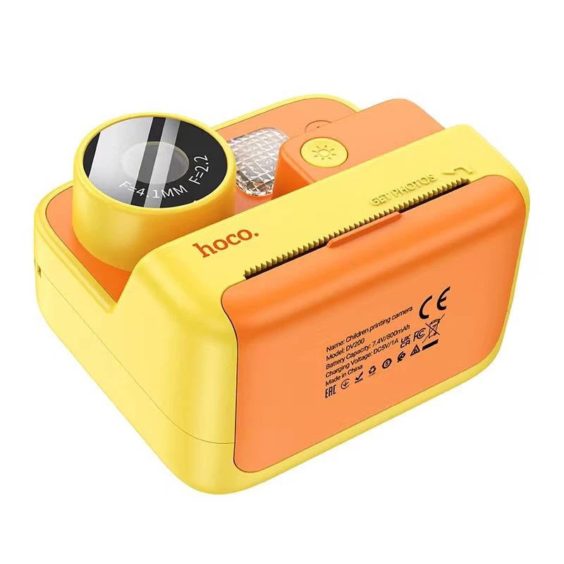 Дитяча фотокамера  моментальним друком Hoco DV200 Dual lens – Yellow. Фото 2 з 4