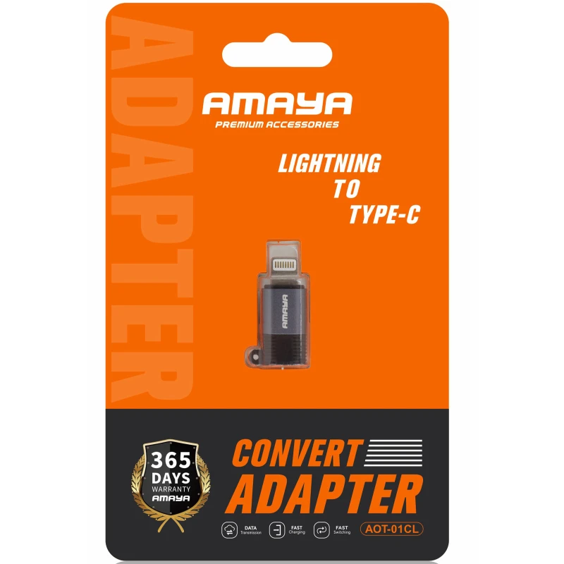 Переходник Amaya 01CL Lightning Male to Type-C Female – Grey. Фото 2 из 2