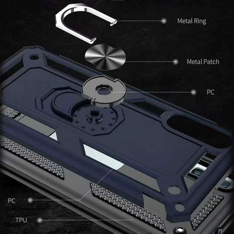 Протиударний чохол Serge Ring з кільцем на Samsung Galaxy A50 (A505F) / A50s / A30s – Темно-синій. Фото 5 з 6
