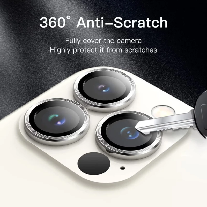 Металлическое защитное стекло на камеру для Apple iPhone 14 Pro Max (6.7") – Серебряный / Silver. Фото 5 из 10