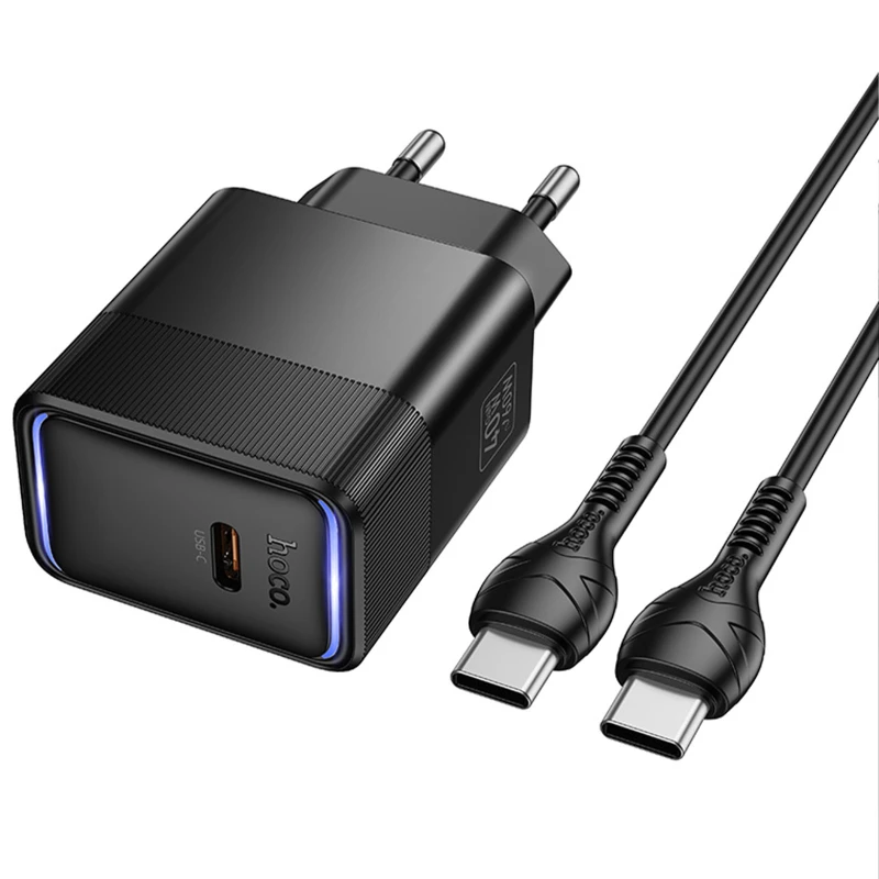 МЗП Hoco CS113A Lounge PD40W (1USB-C) + кабель Type-C to Type-C – Black. Фото 5 з 5