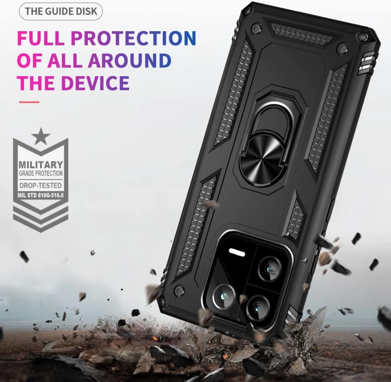 Противоударный чехол Serge Ring с кольцом для Xiaomi 13 Pro – Черный. Фото 3 из 6