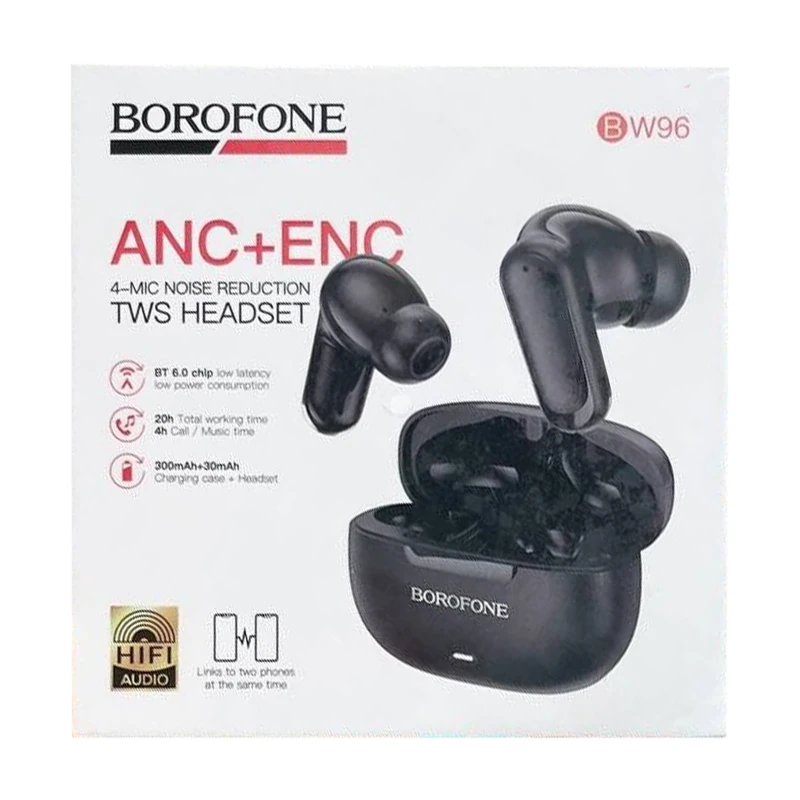 Беспроводные TWS наушники Borofone BW96 Mellow ANC+ENC – Black. Фото 2 из 5