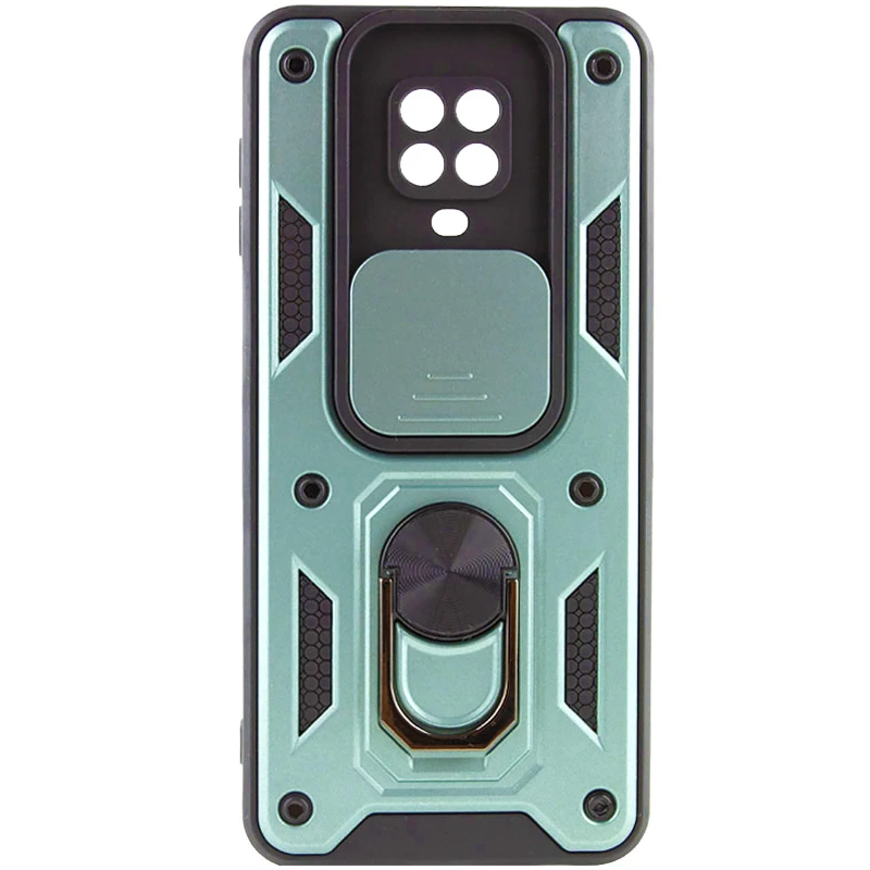 Ударопрочный чехол Ummi Camshield Serge Ring (in box) для Xiaomi Redmi Note 9s / Note 9 Pro / Note 9 Pro Max – Зеленый / Green. Фото 1 из 4