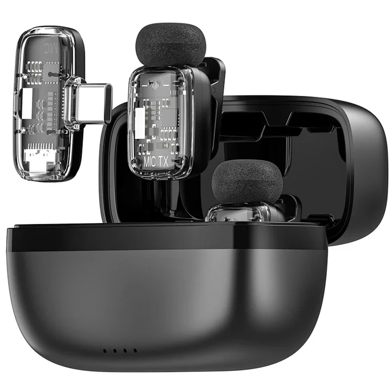 Петличний бездротовий мікрофон WIWU WM008 Dual-mic ANC Type-C – Black. Фото 5 з 6