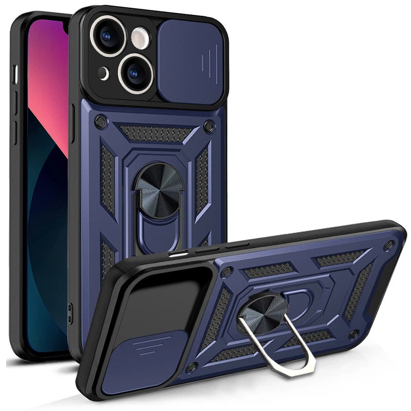 Ударопрочный чехол Serge Ring с защитой камеры для Apple iPhone 13 (6.1") – Синий. Фото 1 из 2