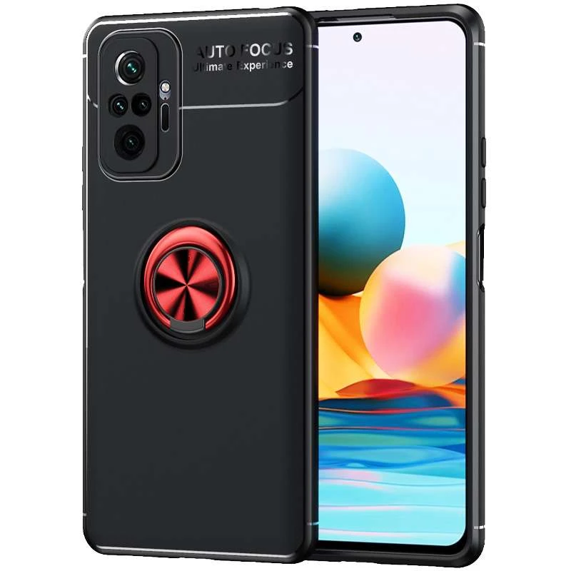 

Чохол Deen ColorRing з кільцем на Xiaomi Redmi Note 10 Pro (Чорний / Червоний)