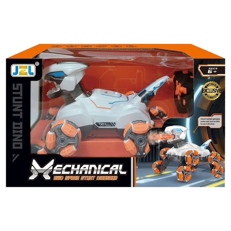 Дитячий восьмиколісний динозавр на радіокеруванні SHT 2590 2.4G (with 2 remote) – Grey / Orange. Фото 3 з 6