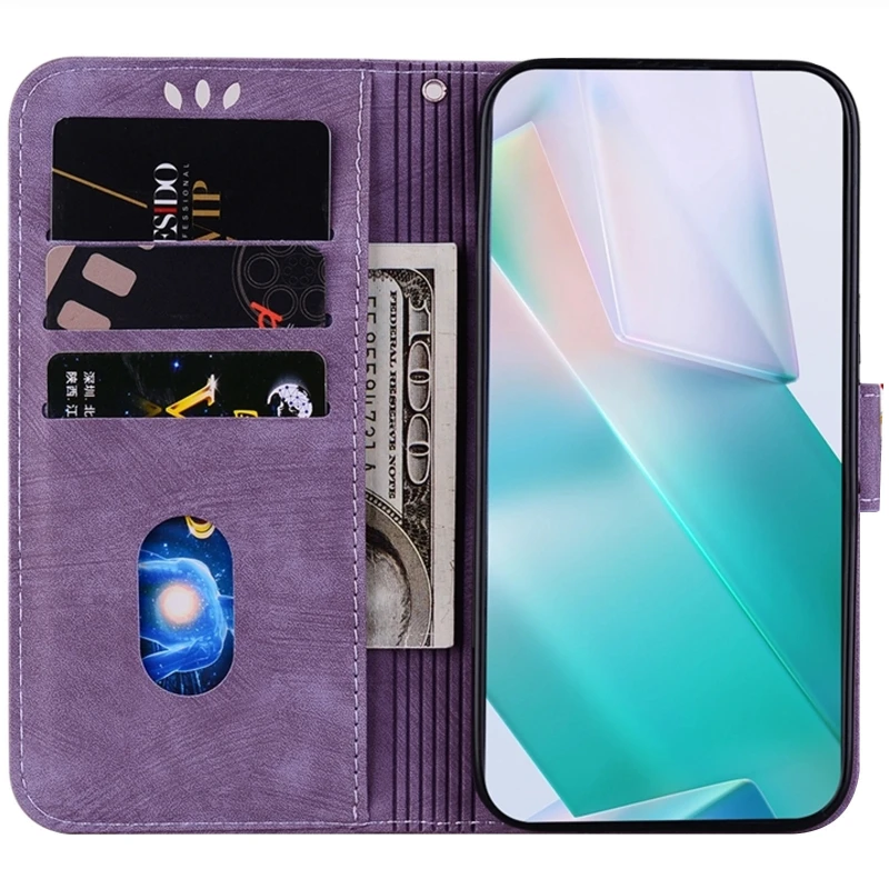 Кожаный чехол-книжка Cute Tiger для Xiaomi Redmi 15C (EU) – Purple. Фото 3 из 4