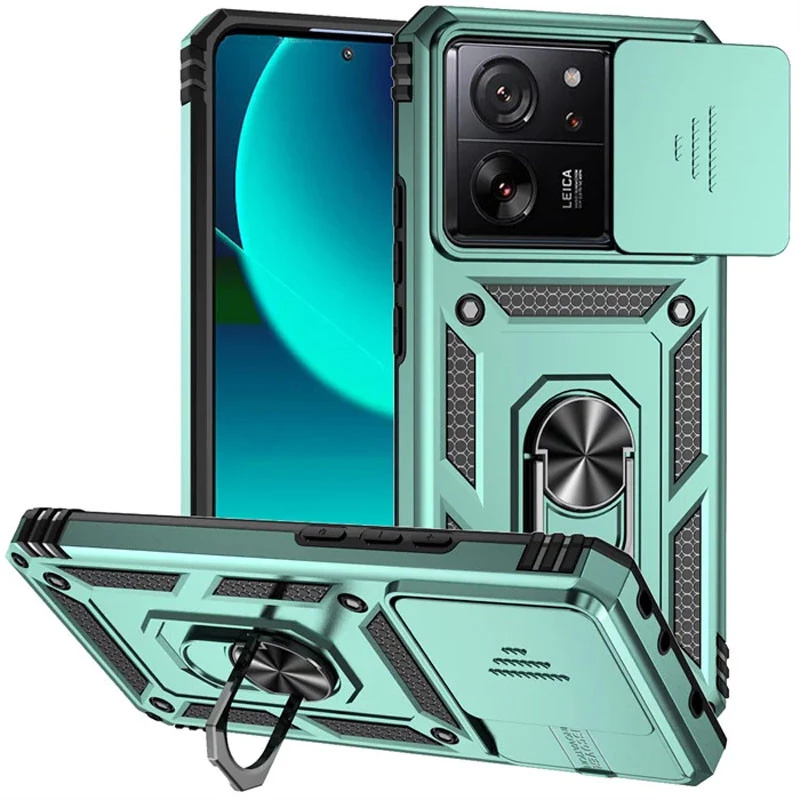 Ударопрочный чехол Serge Ring с защитой камеры для Xiaomi 13T – Зеленый. Фото 3 из 7