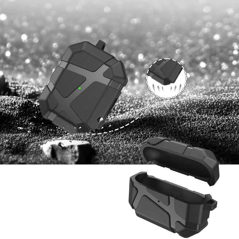 Ударопрочный футляр Titan Armor для наушников Airpods Pro 2 – Black. Фото 3 из 3