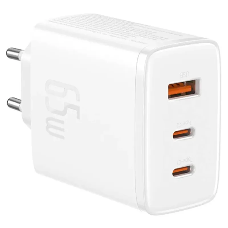 МЗП Baseus Cube Pro Fast Charger PD65W (1USB-A/2C) (P10111404) – Moon White. Фото 2 з 5