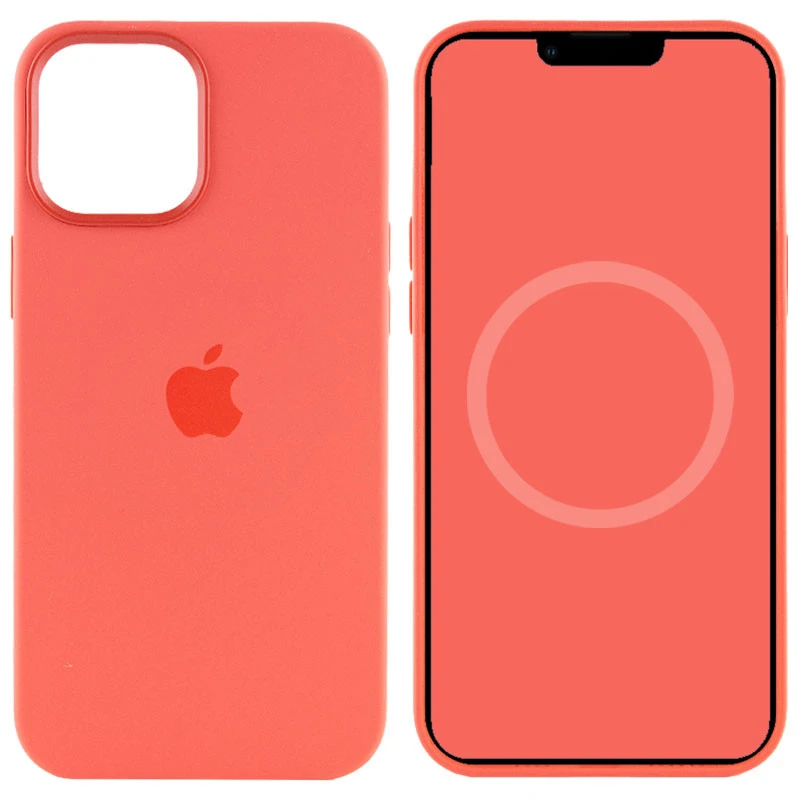 Чехол Silicone case (AAA) with Magsafe and Animation для Apple iPhone 12 Pro (6.1") – Оранжевый / Pink citrus. Фото 1 из 7