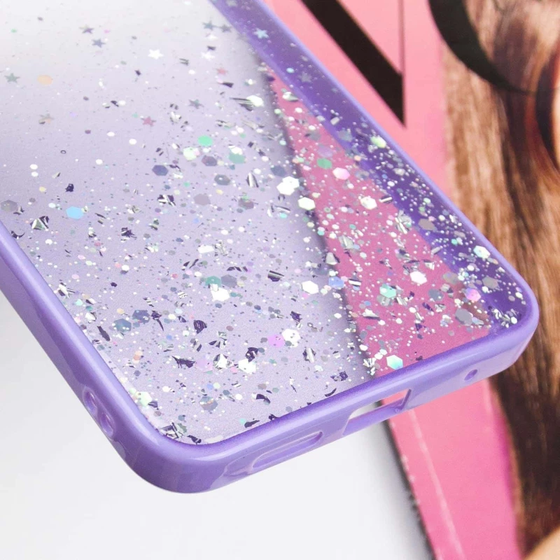 Чохол з блискітками та захистом камери на Xiaomi Redmi Note 12 4G – Бузковий. Фото 9 з 9