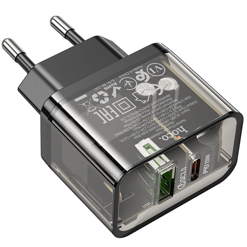 МЗП Hoco N34 Dazzling PD20W+QC3.0 – Transparent black. Фото 2 з 7