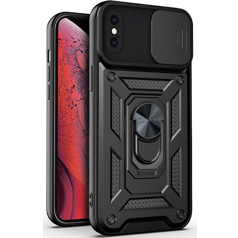 

Ударопрочный чехол Serge Ring с защитой камеры для Apple iPhone X (5.8") (Черный), Чорний