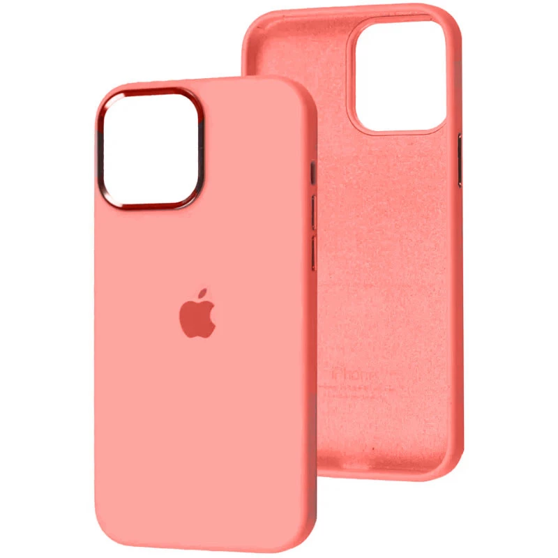 

Чехол Silicone Case с металлическими кнопками для Apple iPhone 14 Pro Max (6.7") (Розовый / Pink Pomelo), Рожевий / pink pomelo