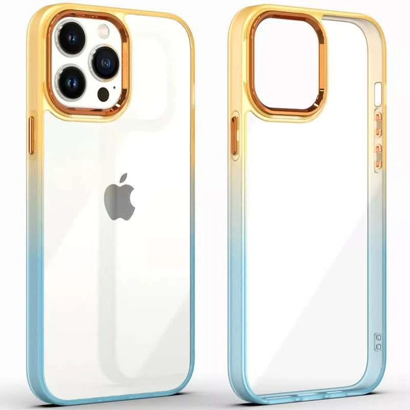 Силиконовый чехол фреш для Apple iPhone 13 Pro (6.1") – Бирюзовый / Оранжевый. Фото 2 из 6