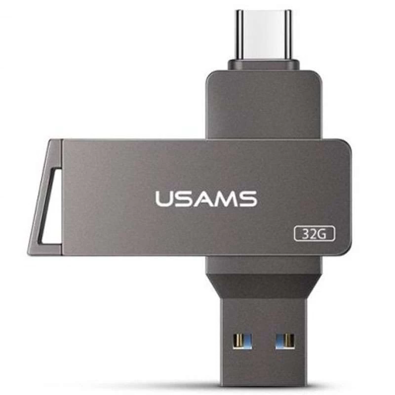 

Флеш накопитель USAMS US-ZB199 Type-C+ USB3.0 Rotatable High Speed Flash Drive 32 Gb (Iron-grey)