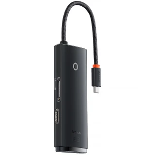 Перехідник HUB Baseus Lite Series 6in1 (Type-C to HDMI+2xUSB3.0+Type-C Data+SD/TF) (WKQX050001) фото 1 Перехідник HUB Baseus Lite Series 6in1 (Type-C to HDMI+2xUSB3.0+Type-C Data+SD/TF) (WKQX050001) фото 1 з 1