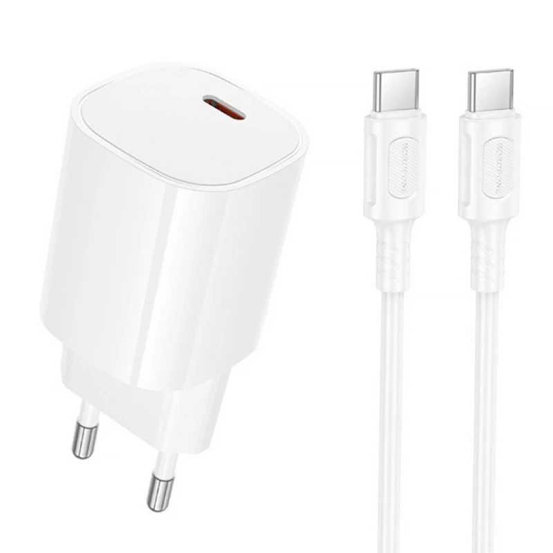 МЗП Borofone BA103A Pudding PD20W (1USB-C) + кабель Type-C to Type-C фото 1 з 1