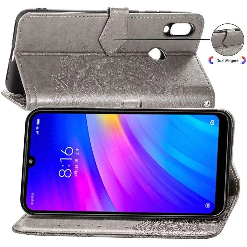 Шкіряний чохол-книжка Art Case з візитницею для Xiaomi Redmi Note 7 / Note 7 Pro / Note 7s – Сірий. Фото 3 з 5