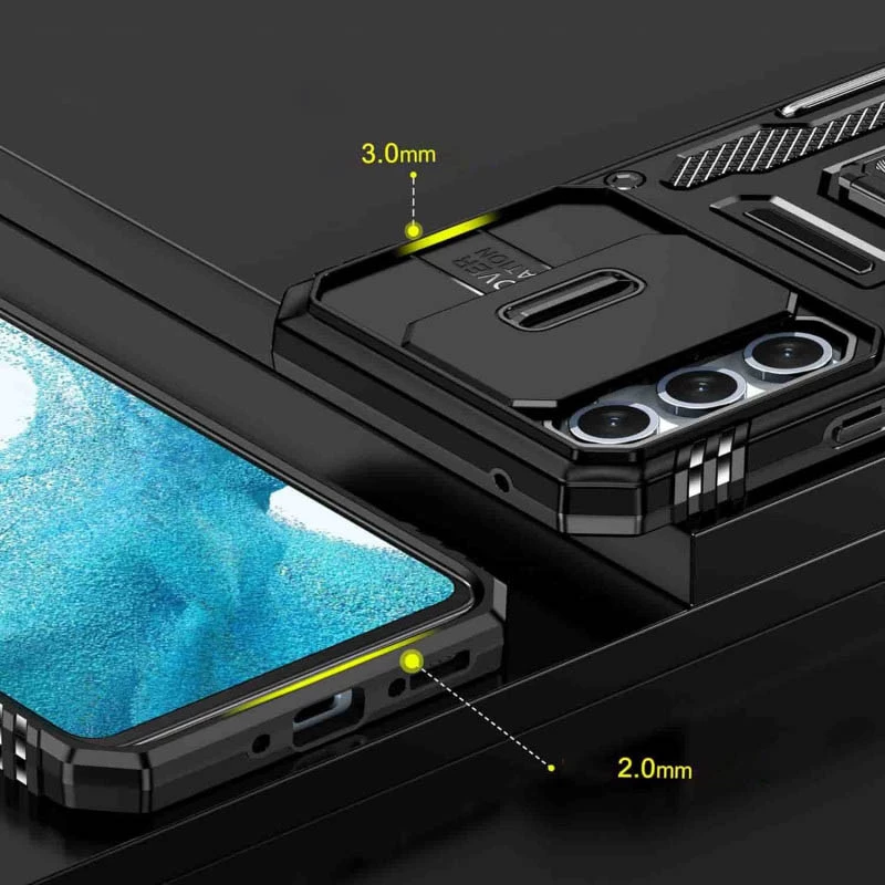 Ударостійкий чохол Square Ring зi шторкою на камеру на Samsung Galaxy A56 5G – Чорний / Black. Фото 14 з 16