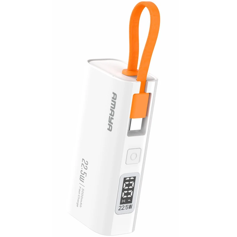 Портативное ЗУ Power Bank Amaya FD39 22.5W with display and cable 5000 mAh – White. Фото 1 из 2