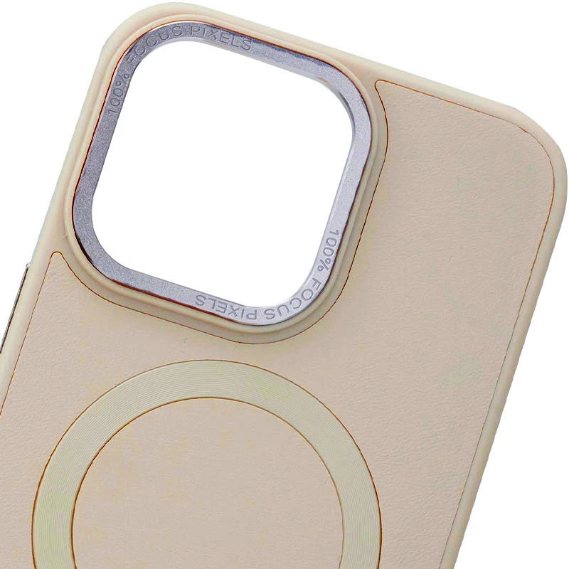 Кожаный чехол Bonbon с металлическими кнопками и MagSafe на Apple iPhone 15 (6.1") – Розовый / Light pink. Фото 5 из 10