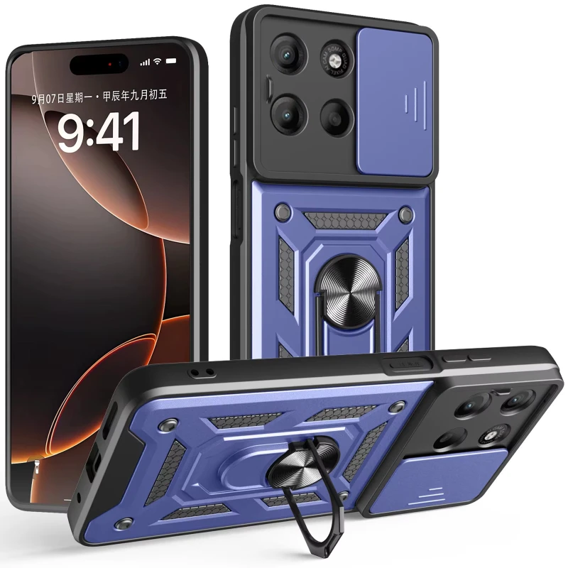 Удароміцний чохол Ummi Camshield Serge Ring (in box) для Motorola Moto G57 Power – Синій / Navy. Фото 2 з 2