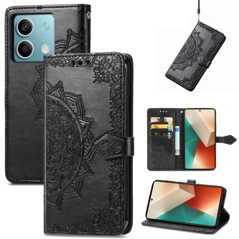 Шкіряний чохол-книжка Art Case з візитницею для Xiaomi Redmi Note 13 5G – Чорний. Фото 4 з 5