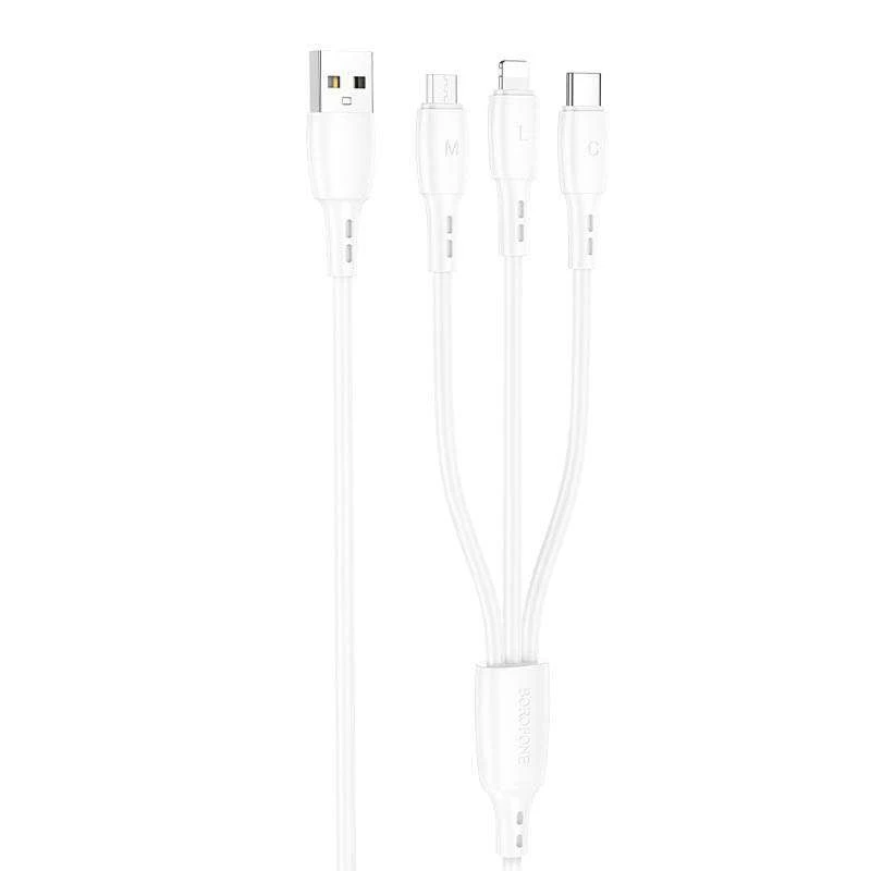 

Дата кабель Borofone BX71 USB to 3in1 (1m) (Білий)