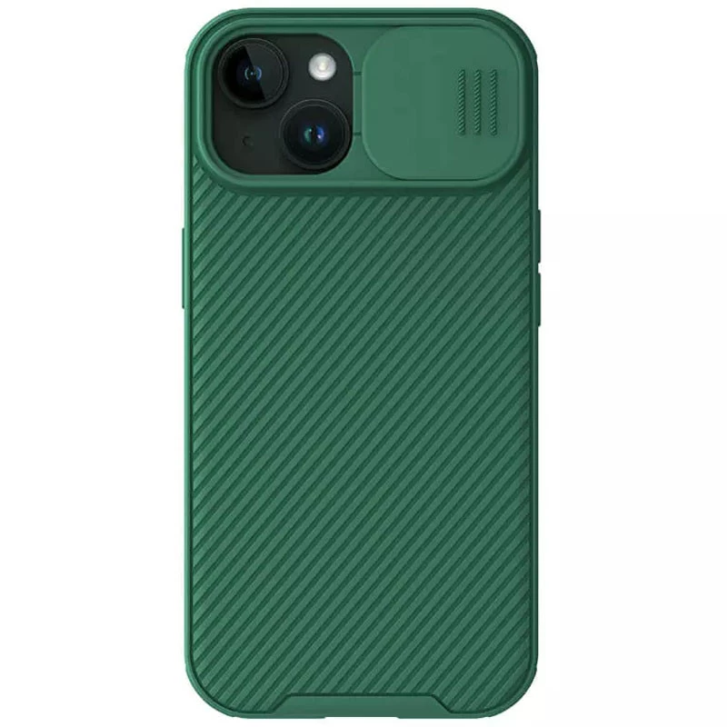 Пластиковая накладка Nillkin Pro со шторкой для камеры и магнитом для Apple iPhone 15 (6.1") – Deep Green. Фото 1 из 6