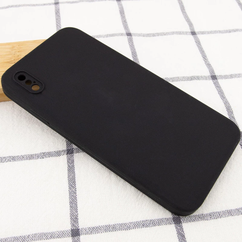 Чехол Silicone Case Square L с защитой камеры для Apple iPhone XS – Черный / Black. Фото 2 из 3