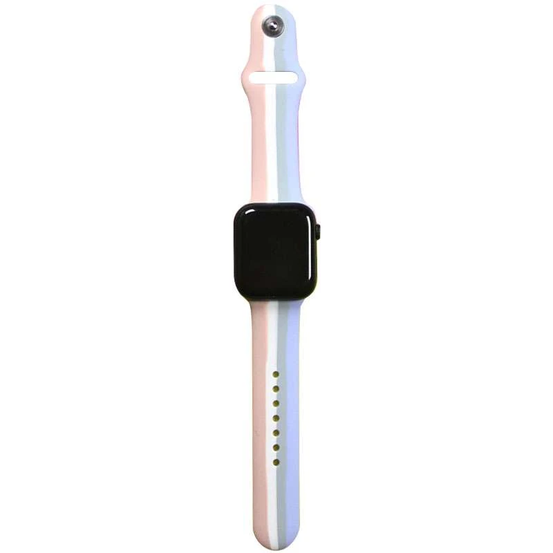 

Силіконовий ремінець Rainbow для Apple watch 38mm / 40mm (Рожевий / Бузковий)