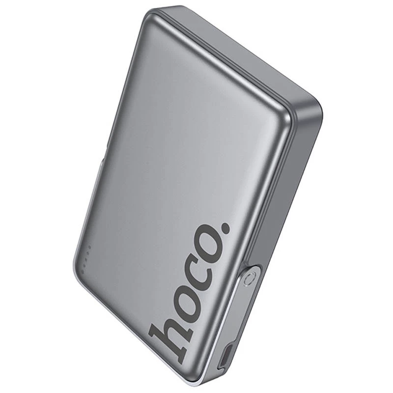 Портативное ЗУ Power Bank Hoco Q36A Sunlight magnetic suction+holder PD20W с БЗУ 10000 mAh – Metal grey. Фото 2 из 5